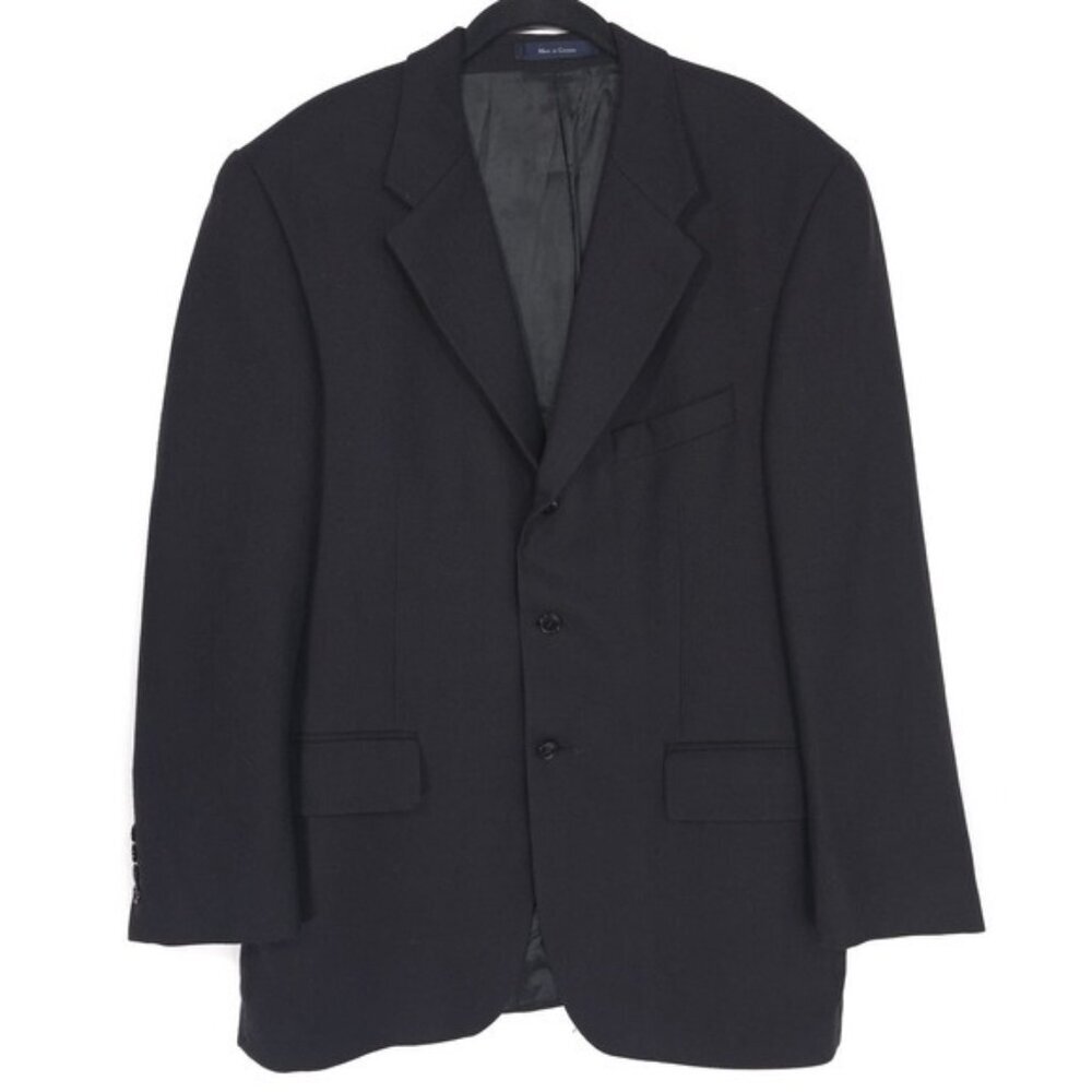 RALPH LAUREN Men's Blazer 42R SILK WOOL Black Suit Jacket Sport Coat CANADA MADE